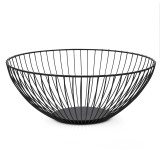 Black Metal Wire Fruit Bowl, Iron Arts Fruit Storage Baskets（Round Short）