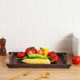 Wood Serving Tray with Handles, Wooden Food Tray, Handmade Tableware