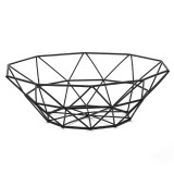 Black Metal Wire Fruit Bowl, Iron Arts Fruit Storage Baskets（Square Short）