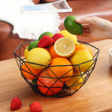 Black Metal Wire Fruit Bowl, Iron Arts Fruit Storage Baskets（Square Tall）