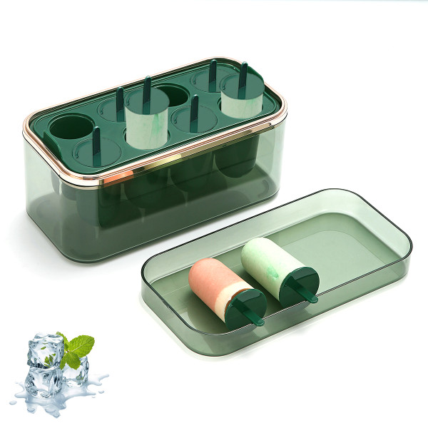 Plastic Popsicle Tray with Ice Storage Bin and Lid, with 8 Popsicle Makers