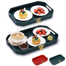 Plastic Serving Tray with Handles Set of 2, Perfer for Appetizer, Food, Snack, Dessert Platters