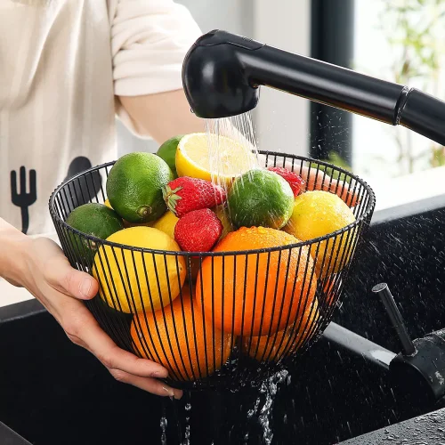 US$ 15.99 - Black Metal Wire Fruit Bowl, Iron Arts Fruit Storage Baskets -  m.berglander.com