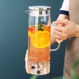 1500ml Glass Pitcher with Stainless Steel Lid, Great for Juice, Milk, Beverage Cold Tea