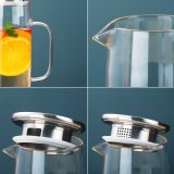 1500ml Glass Pitcher with Stainless Steel Lid, Great for Juice, Milk, Beverage Cold Tea