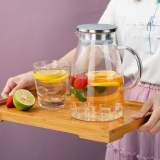 Glass Pitcher with Stainless Steel Lid, Great for Juice, Milk, Beverage Cold Tea
