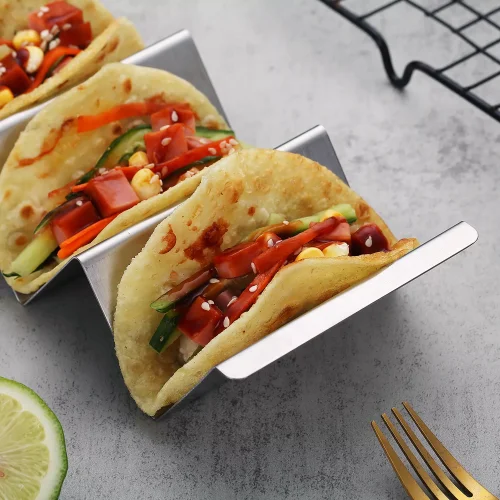 Taco Holder Plates Taco Accessories Stainless Steel Taco Shell Holders Taco  Tray Plates Taco Bar Serving Dishes With Sauce Bowl - AliExpress