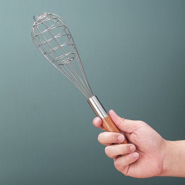 Flat Whisk - Wood Crafted Handle - lldecor