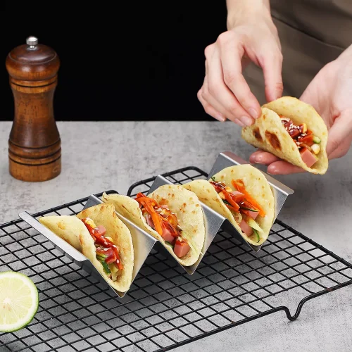 Taco Holder Plates Taco Accessories Stainless Steel Taco Shell Holders Taco  Tray Plates Taco Bar Serving Dishes With Sauce Bowl - AliExpress