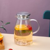 Glass Pitcher with Stainless Steel Lid, Great for Juice, Milk, Beverage Cold Tea