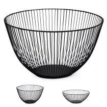 Black Metal Wire Fruit Bowl, Iron Arts Fruit Storage Baskets