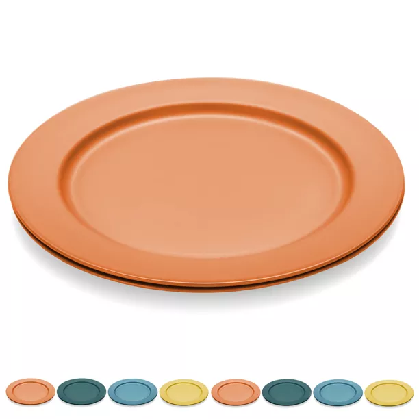 US 18.99 10 Inch Orange Plastic Plates 8 Pieces, Unbreakable And Reusable Light Weight Dinner