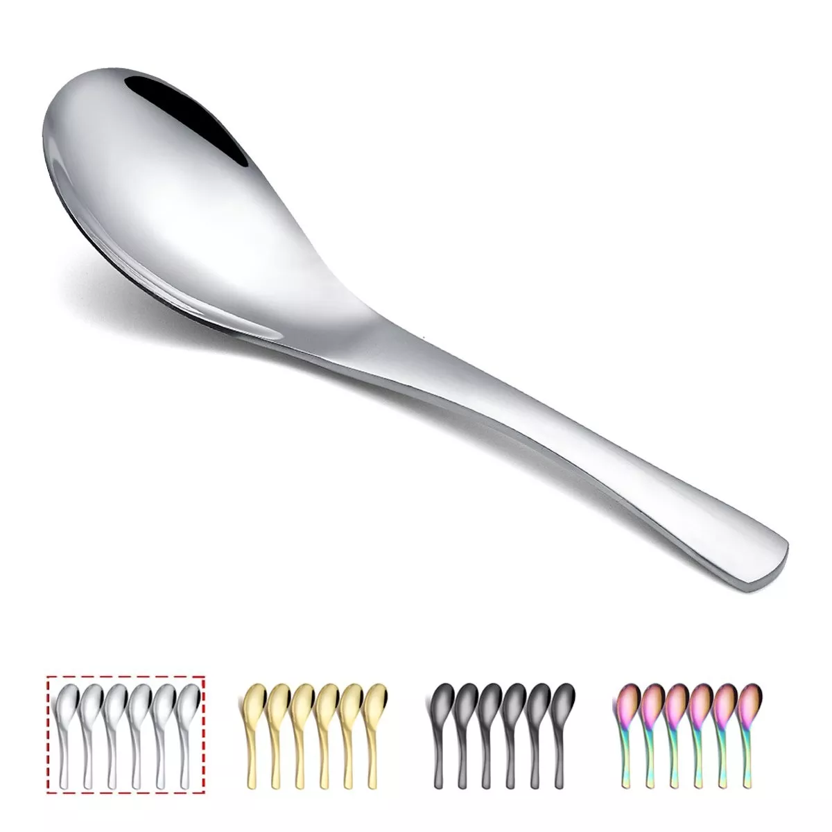 Square Head Stainless Steel Spoons, Rice Spoons, Soup Spoons