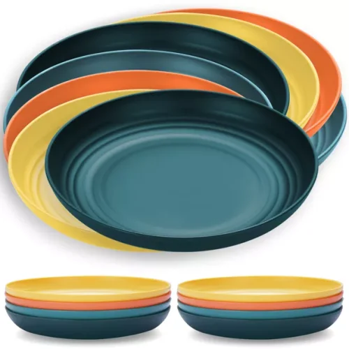 US$ 18.99 - 9 Inch Orange Deep Plastic Plates 8 Pieces
