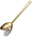 Gold Cooking Spoon, Stainless Steel Slotted Spoon Titanium Gold Plating, Basting Spoon
