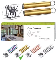 HOMQUEN Can Opener, Stainless Steel Gold Handle Can Opener