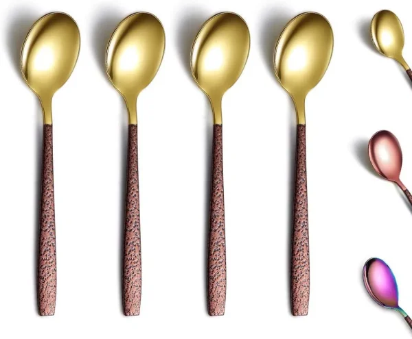 Berglander Tea Spoon Set Of 4 With Moon Surface Handle And Shiny Mouth