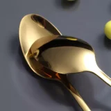 Dinner Spoon of 4, Berglander 7.5  Stainless Steel Titanium Plating Shiny Silverware