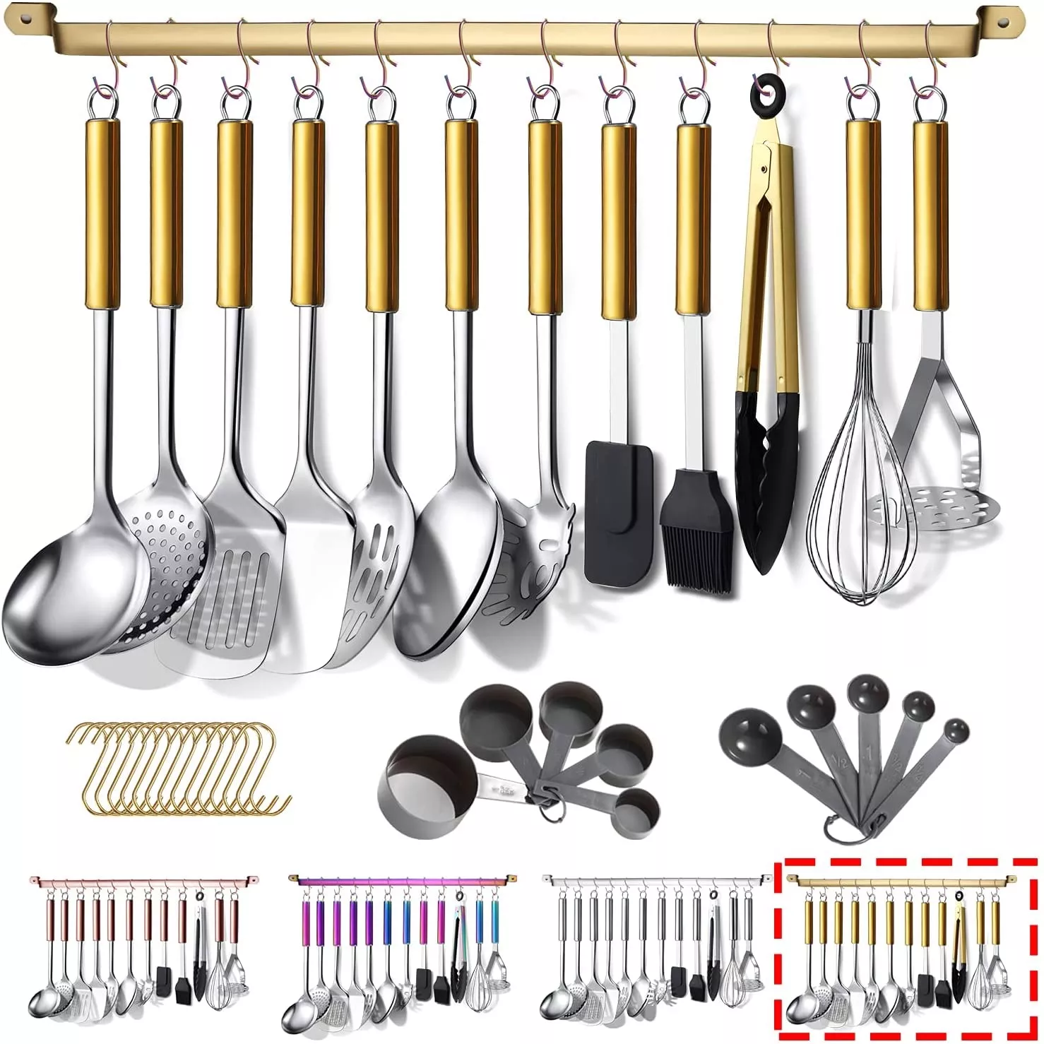 Berglander Stainless Steel Kitchen Utensils Set, 6 Pieces, Cooking