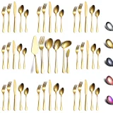 Gold 46-Piece Stainless Steel Flatware Set, Service for 8