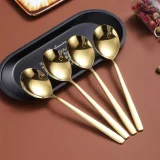 Berglander Dinner Spoon of 4, Stainless Steel Titanium Shiny Soup Spoons Silverware