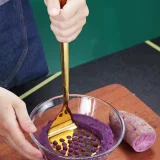 Potato Masher,Stainless Steel Gold Handle Potato Ricer With Titanium Plating