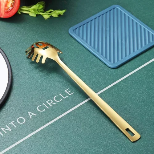 BESTonZON Stainless Steel Spaghetti Server - Pasta Tongs With Clip Handle For Salad & Serving