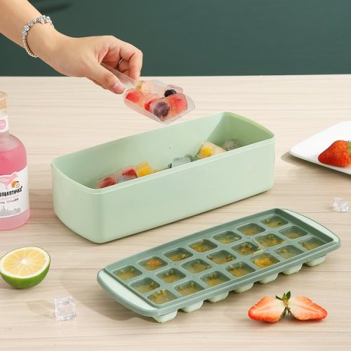 Ice Cube Tray With Lid and Bin - Large Ice Tray For Freezer ,with Ice  Container, Scoop and Cover, Ice Cube Molds