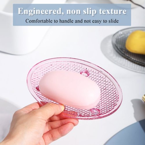  2 Pack Silicone Soap Dish with Drain, Bar Soap Holder