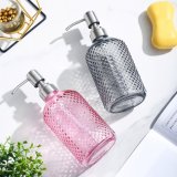 2 Pack Thick Clear Round Glass Soap Dispenser with Stainless Steel Pump