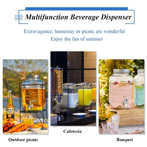 US$ 25.98 - 1 Gallon Glass Beverage Dispenser with Ice Cylinder and  Stainless Steel Faucet - m.