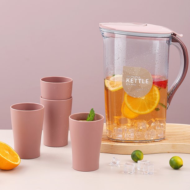 Plastic Water Pitcher Plastic Pitcher with Lid Carafes Mix Drinks Water Jug for Hot Cold Lemonade Juice Beverage Jar Ice Tea Kettle Picnic Home Office
