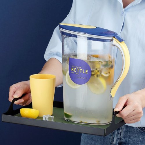 Glass Pitcher With Lid Drink Ice Tea Large Carafe Cold Water Beverage  Dispenser