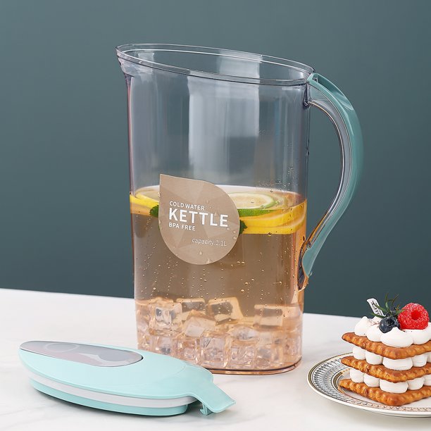 US$ 18.99 - Plastic Water Pitcher with Lid 71 oz, Great for Juice