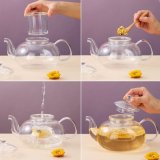 1000ml Glass Teapot with Removable Infuser, Blooming Loose Leaf Tea Kettle