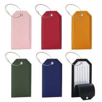 Luggage Tag 6-pack PU Leather Baggage Tag Privacy Protection Suitcase Label (Mix Colors)