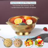 Stainless Steel Colander Bowl, Draining Bowl Vegetable Washing Basket