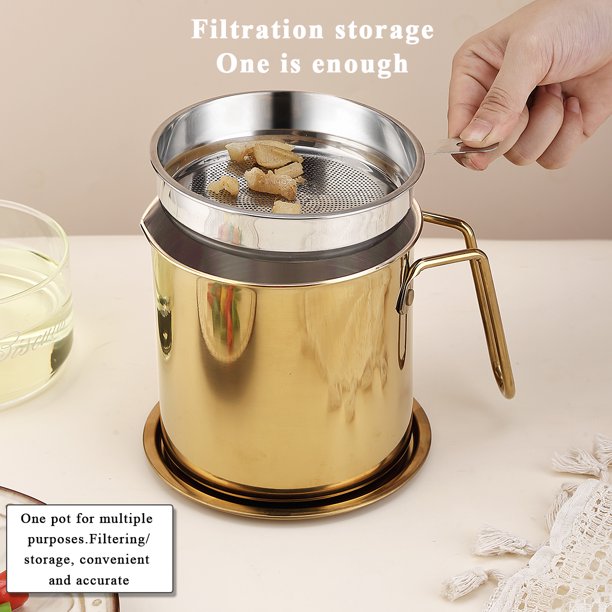 US$ 16.98 - Bacon Grease Container with Fine Strainer and lid, 1.4
