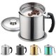Bacon Grease Container with Fine Strainer and lid, 1.4-litre Capacity Stainless Steel Grease Container