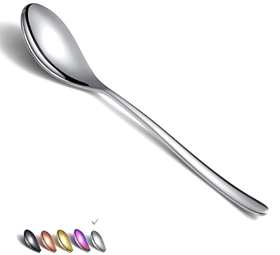 HOMQUEN Dinner Spoons 6 Piece, Stainless Steel Tablespoons, Soup Spoons, Dessert Spoons, Spoons Silverware for Home, Kitchen or Restauran,Dishwasher Safe (Silver)