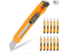 HOMQUEN Utility Knife Multi-Purpose Box Cutter Retractable with Smooth Mechanism for Cardboard, Cartons and Boxes