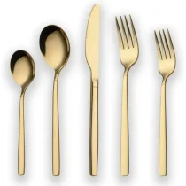20 Pieces Gold Plated Stainless Steel Flatware Set, Sliverware Cutlery Set Service for 4, Mirror Polished