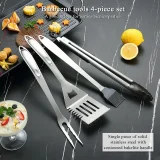 Berglander Silver Barbecue Set of 4 Stainless Steel Grill Tool Set for All Grill Types and Dishwasher Safe