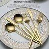 ReaNea Gold Silverware Set 60 Piece Stainless Steel Flatware Set, Knives Forks Spoons Cutlery Set Service for 20
