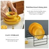 Berglander Plastic Plates 12 Piece Unbreakable and Reusable Camping Travel Pine Lightweight Serving Plates Pasta BPA Free