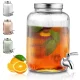 ReaNea Glass Beverage Dispenser 1 Gallon with Lid and Stainless Steel Faucet