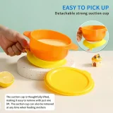 Berglander Baby Bowls, Silicone Suction Bowls For Baby With Straw And Spoons, Feeding for Toddler Plates and Bowls Set 4 Pcs