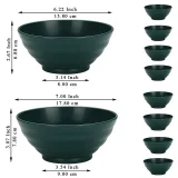 Berglander Plastic Bowls Set of 8, 2 Sizes 17/34 oz Unbreakable and Reusable Light Weight Bowl for Cereal, Soup, Pasta, Ramen, BPA Free