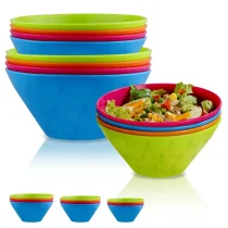 Berglander Plastic Bowls Set 12 Piece,Unbreakable Reusable Light Weight Bowl for Cereal, Noodle, Soup, Pasta, Ramen, Ice Cream, Fruit(Mixed Color)
