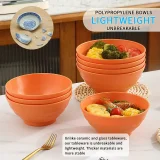 Berglander Plastic Bowls Set of 8, 2 Sizes 17/34 oz Unbreakable and Reusable Light Weight Bowl for Cereal, Soup, Pasta, Ramen, BPA Free